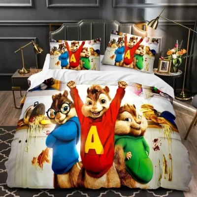 3D Printed Cartoon Chipmunks Alvin Bedding Set