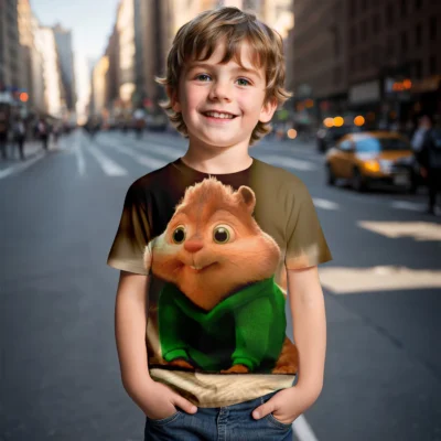 Trendy Short-Sleeved Alvin And The Chipmunks 3D T-shirt