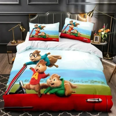 3D Printed Cartoon Chipmunks Alvin Bedding Set